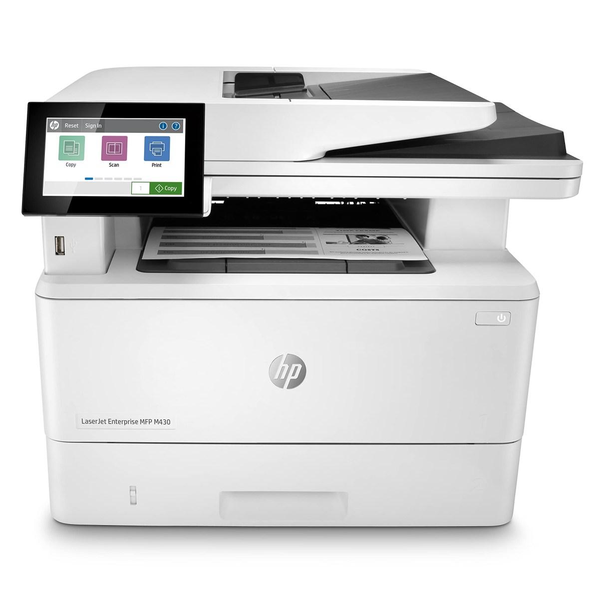 HP LaserJet Enterprise M430f 3PZ55A, Stampante Multifunzione A4, Stampa Fronte e Retro Automatico in b/n, 38 ppm, Copia, Scansiona, Fax, Ethernet, USB 2.0, ADF, HP Smart, Schermo T