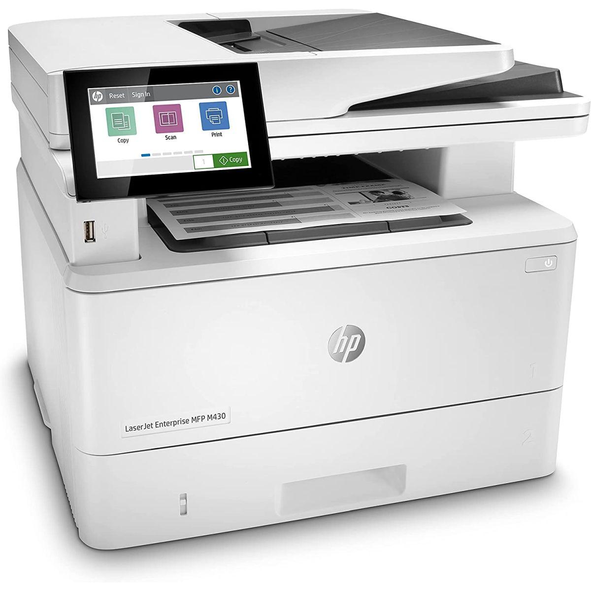 HP LaserJet Enterprise M430f 3PZ55A, Stampante Multifunzione A4, Stampa Fronte e Retro Automatico in b/n, 38 ppm, Copia, Scansiona, Fax, Ethernet, USB 2.0, ADF, HP Smart, Schermo T