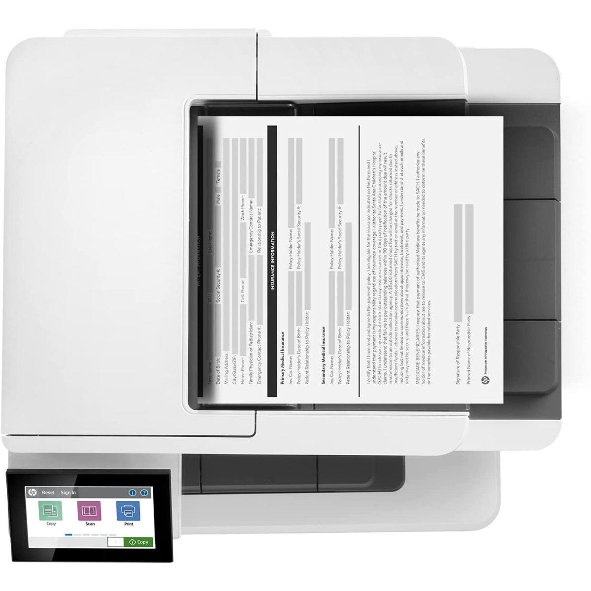 HP LaserJet Enterprise M430f 3PZ55A, Stampante Multifunzione A4, Stampa Fronte e Retro Automatico in b/n, 38 ppm, Copia, Scansiona, Fax, Ethernet, USB 2.0, ADF, HP Smart, Schermo T