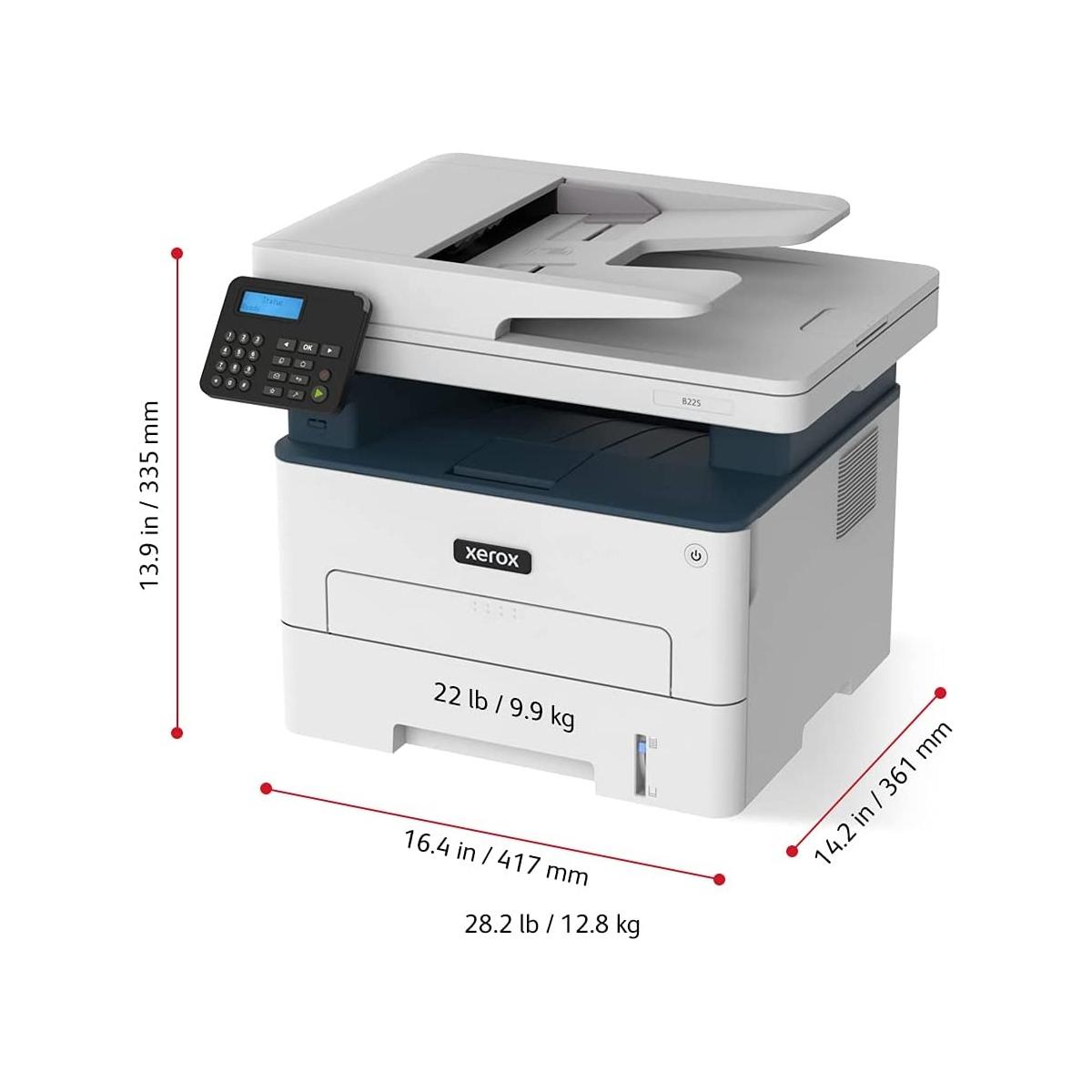 Xerox B225 Multifunzione Laser A4 - Copia/Stampa/Scansione, 34ppm, Bianco e Nero, Wireless con Stampa Fronte Retro