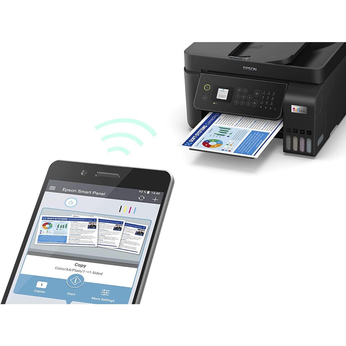 Epson EcoTank ET-4800 stampante Multifunzione A4 (stampa, copia, scansione, fax) ADF, display LDC 3.7cm, USB, Wi-Fi, Wi-Fi Direct, Ethernet, Epson Smart Panel, AirPrint, serbatoi f