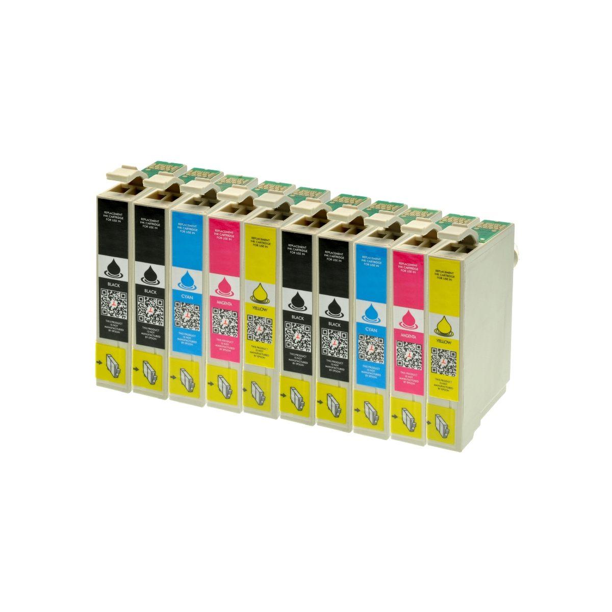 Kit 10 Cartucce Compatibili Epson T1291/T1292/T1293/T1294 - 4 neri e 2 per ogni colore